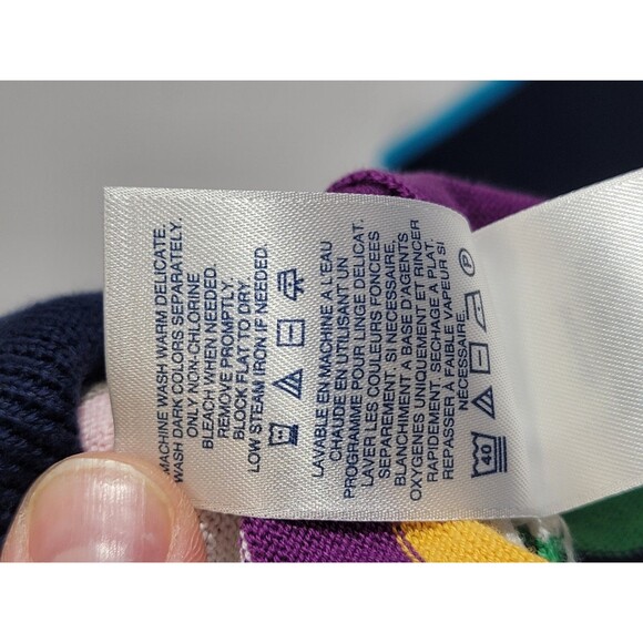 LANDS' END M Multicolor Striped Crewneck Knit Sweater Pullover Top Jumper EUC - Picture 10 of 11